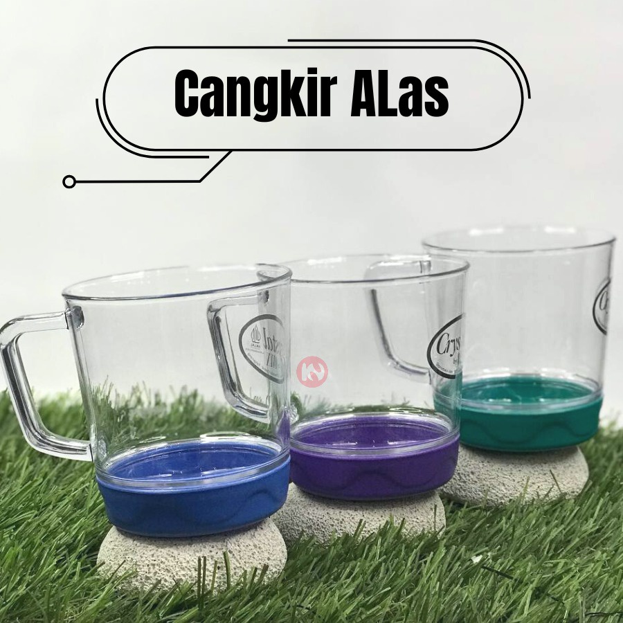 Mug Alas Karet Penahan Panas Plastik Ukuran 325ml - Cangkir Kopi - Mug Gagang