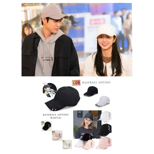 Topi baseball cincin anting ring polos / anting cincin Rante / topi baseball Drakor ring pria wanita