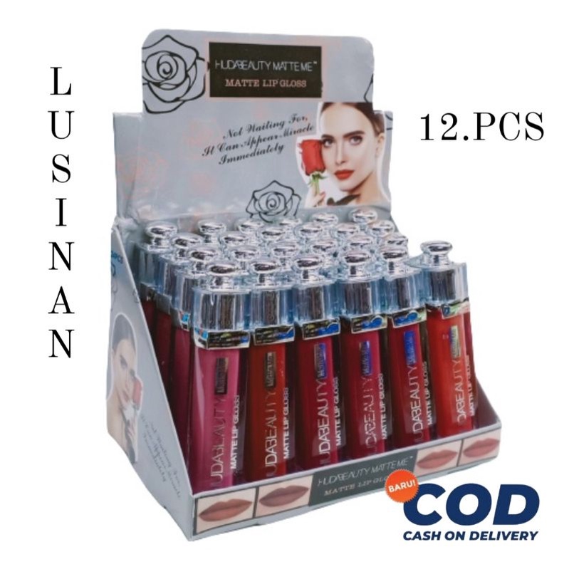 Lip Gloss HB Matte Mawar No.Y-2037 [ Lusinan ] 12 pcs