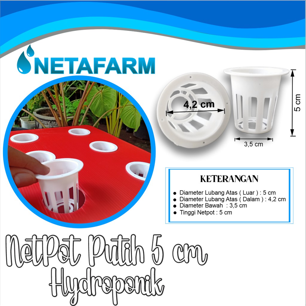 NETPOT Hidroponik 5 cm Warna PUTIH ( Set 300 pcs )