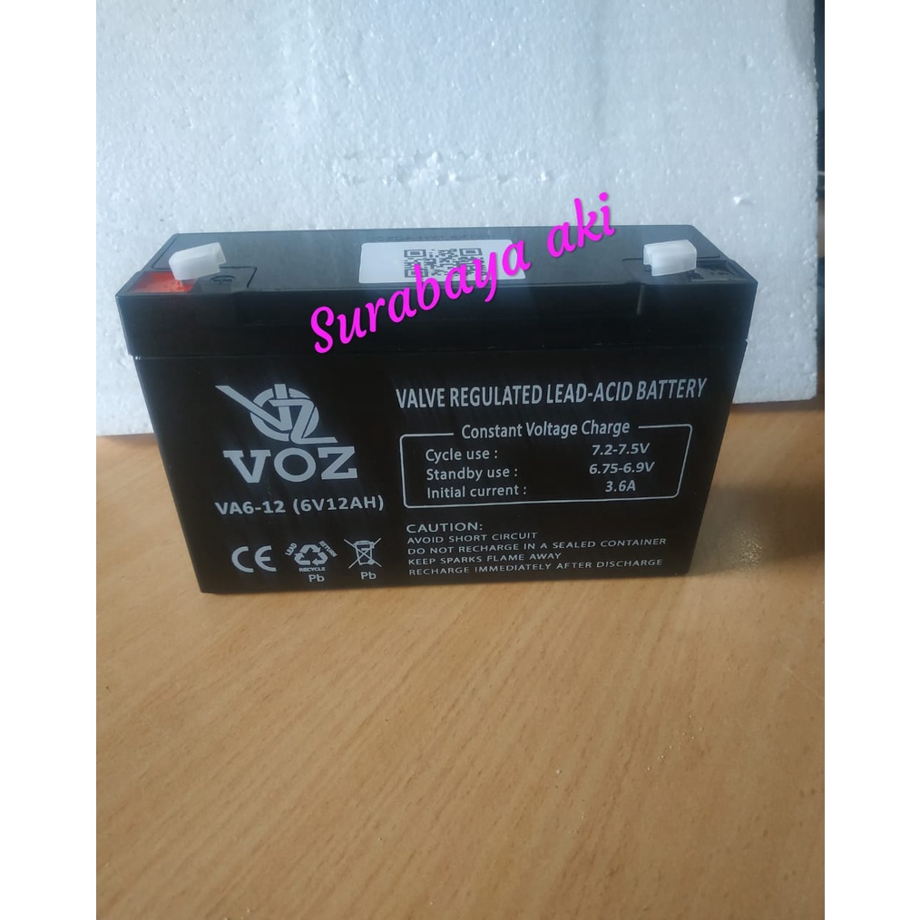 aki baterai battery accu voz 6v 12ah VOZ 12ah AKI MOBIL MAINAN ANAK MOTOR ANAK2 0RI MOBILAN AKI SURABAYA AKI