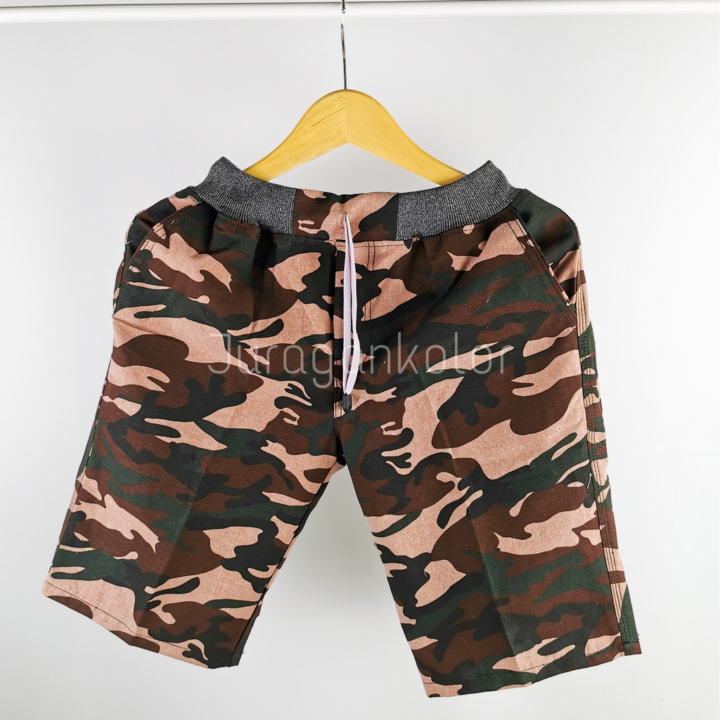 Celana Pendek Pria Chino Rib Motif Loreng Casual
