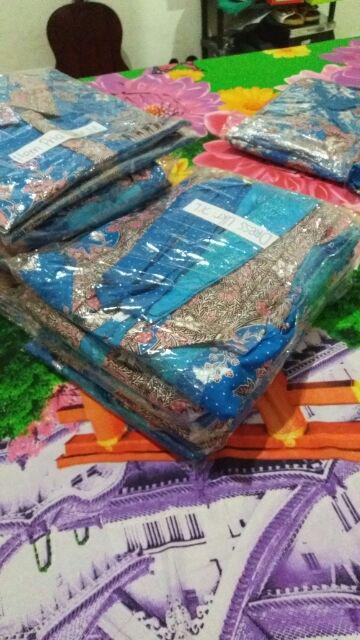 Qnunbatik Batik Keluarga/family Dress Kd Melati Dasar Warna Biru