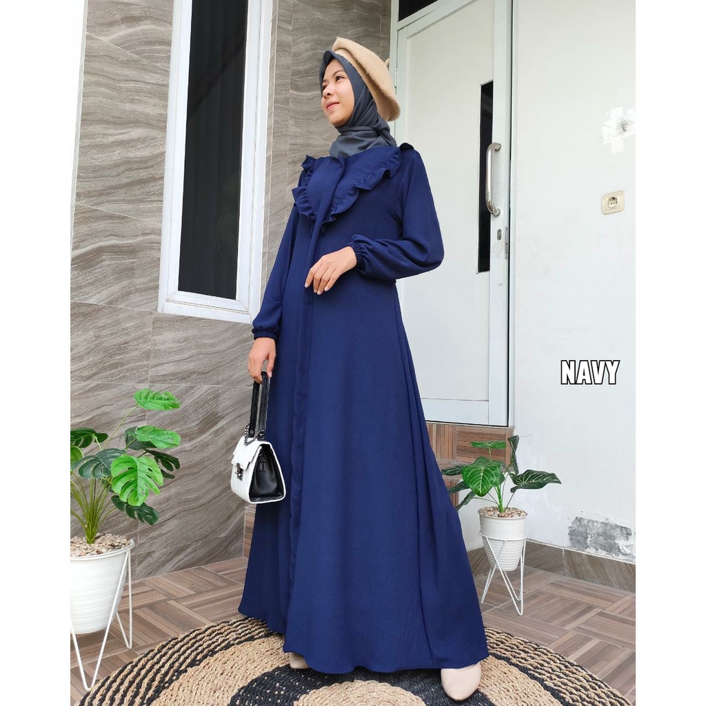 Gamis Livy Crinkle Airflow / Gamis Crinkle Rumbai Depan / Gamis Crinkle Premium