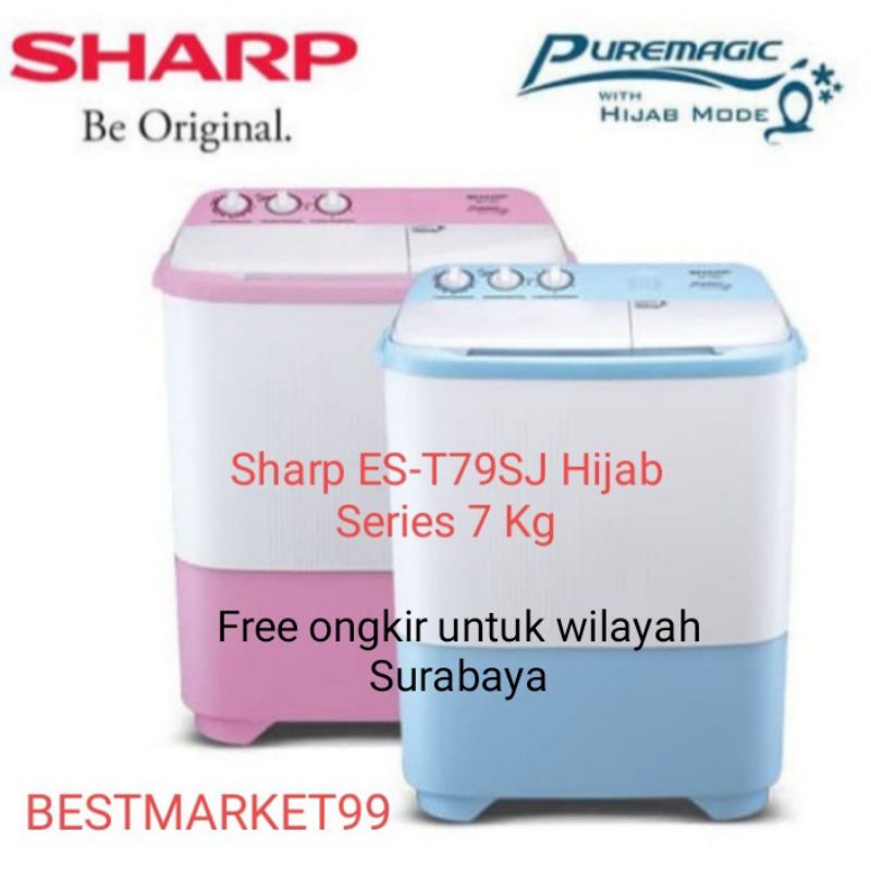 Mesin Cuci Sharp ES T79 SJ. 7kg  2 Tabung Hijab Series Promo Free Ongkir. SBY