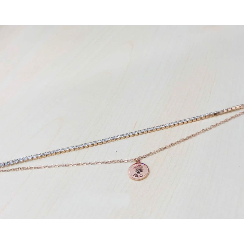 QQ Gelang Tangan Dua Layer coin Titanium#GT-2LC