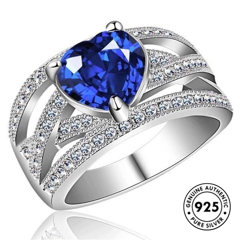 Cincin Sterling Silver 925 Bentuk Hati Elegan Untuk Wanita