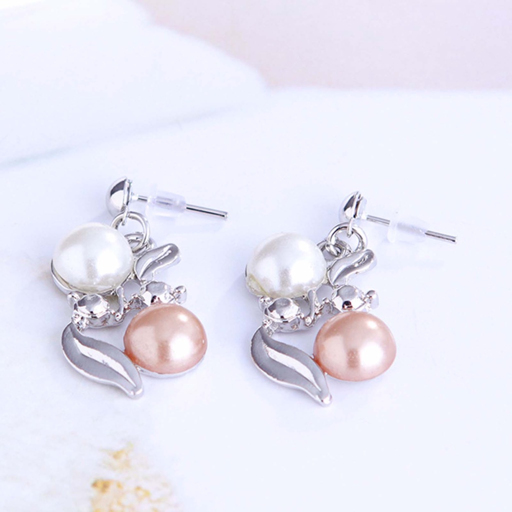 Hu Hu Hu Hu Hu Alat Bantu Pasang Kacamata♡ 2pcs / Set Anting Tusuk + Kalung Rantai Adjustable Hias Mutiara Imitasi Untuk Pengantin Wanita