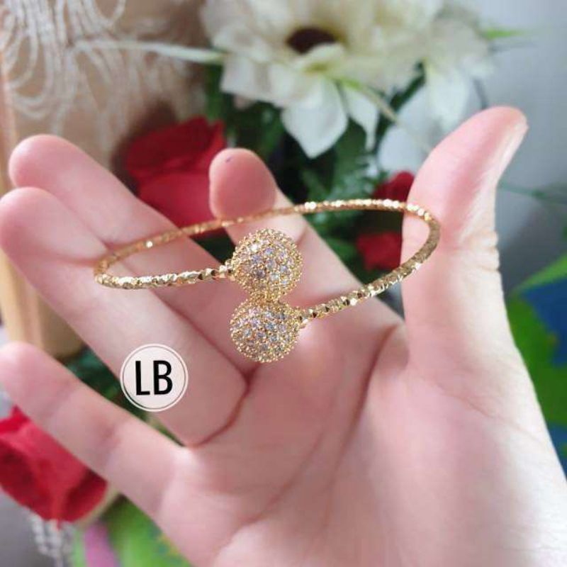 Gelang Bola Tinju Permata Anti Karat Lapis Emas 18k