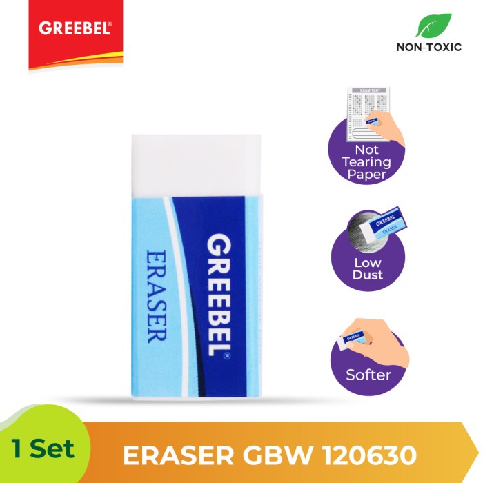 Penghapus Greebel Eraser GBW-120630 M Putih - 3pcs.