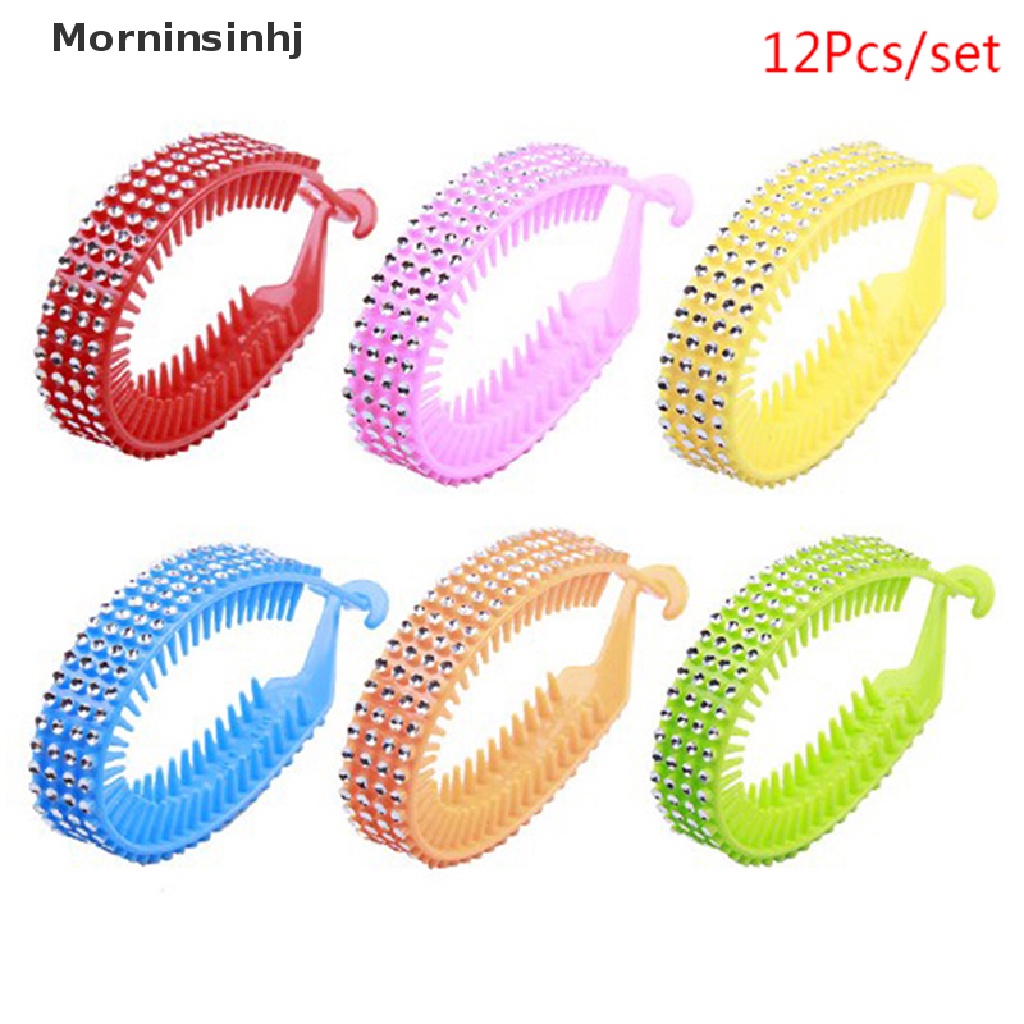 12pcs Jepit Rambut Ponytail Aksen Berlian Imitasi Untuk Wanita
