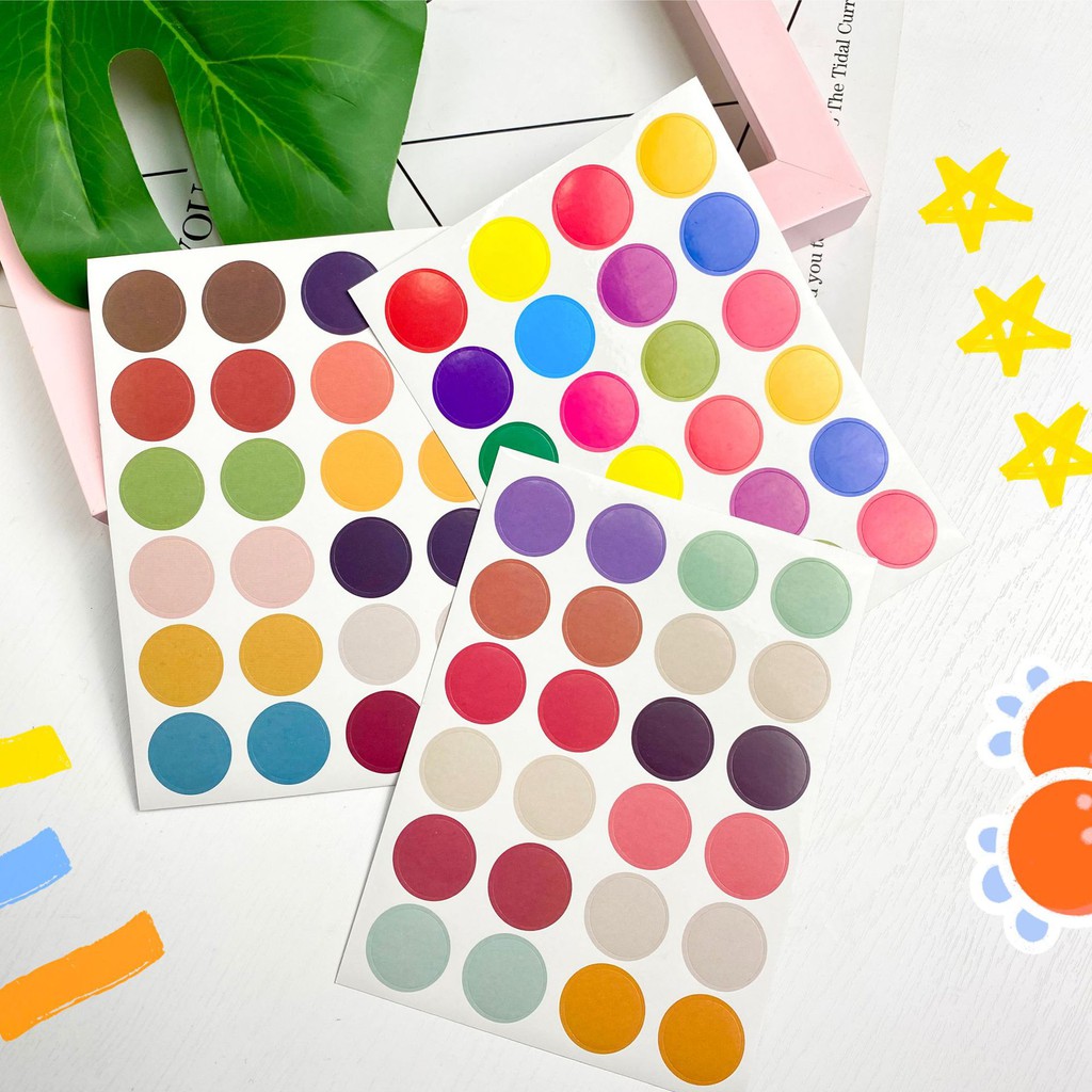 

[LBS] Stickers Set Morandi Macaron Moon Design Round Sticker For Journal Decor