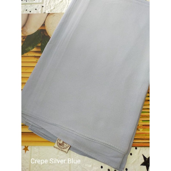 [175X75 CM] Jilbab Pashmina Polos Crepe Diamond Italiano Umama-Crepe Silver Blue