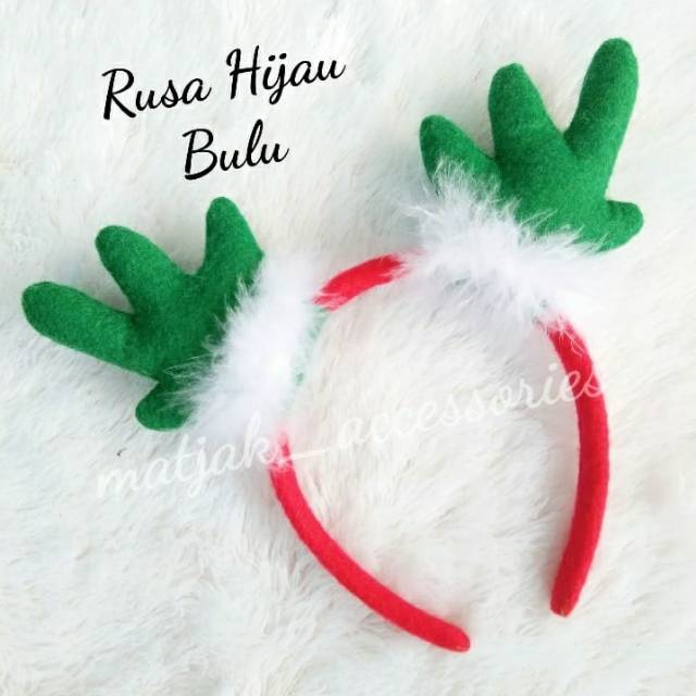 Bando Natal Dewasa Desain Tanduk Rusa Bulu Bando Rusa