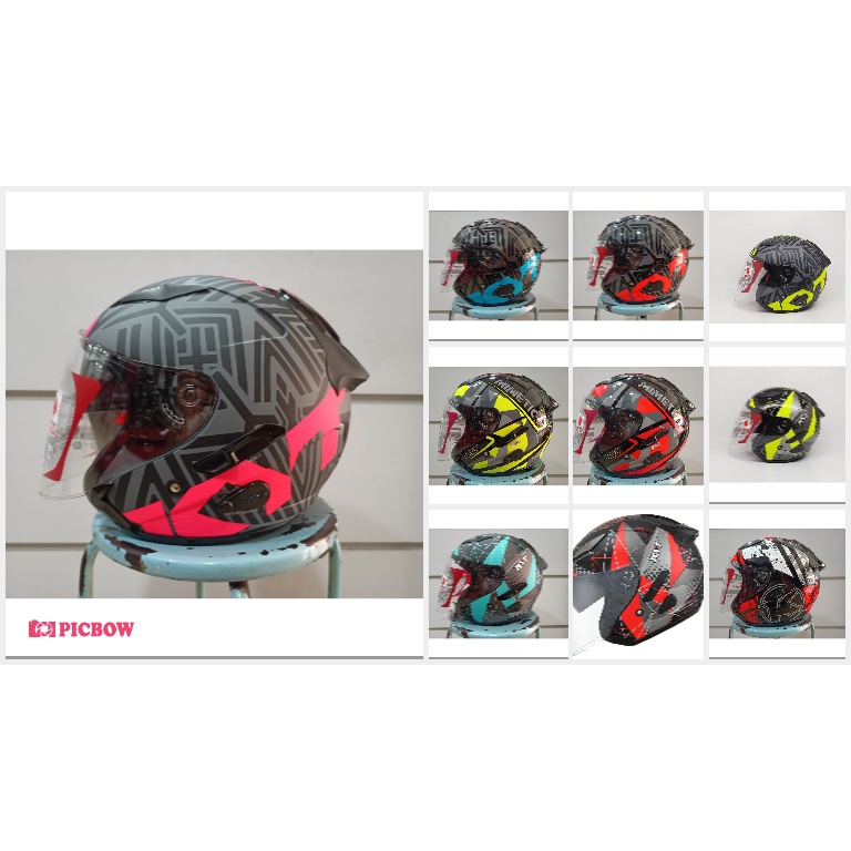 HELM KYT GALAXY FLAT R 10 PILIHAN MOTIF / DOUBLE VISOR / HALF FACE