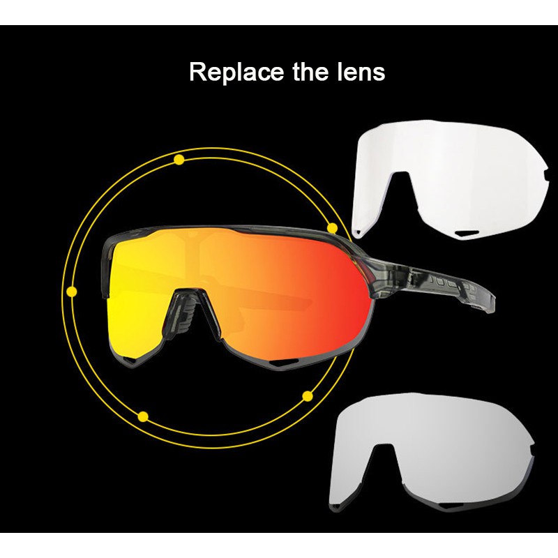 100 Cycling Shades Sunglasses with 3 Lenses for Men Women Original Uv400