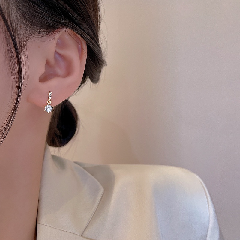 Anting Kait Gantung Bahan Sterling Silver 925 Hias Kristalberlian Untuk Wanita