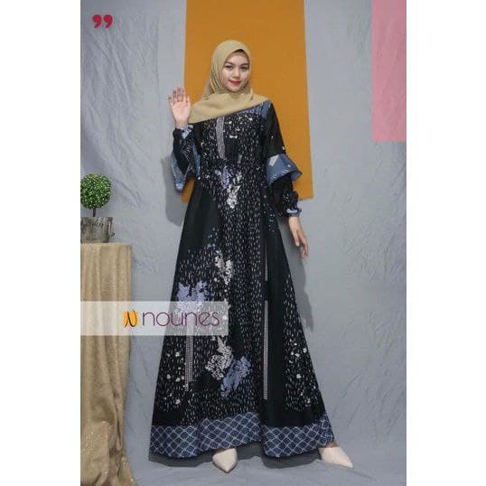 Nounes Hanessa Gamis Muslimah Maxmara Luxury Premium Baju Pesta Maxi Dress Perempuan Premium Baju Perempuan Kekinian