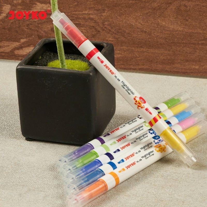 ( Set 6 Pen ) JOYKO MAGICAL HIGHLIGHTER DUAL TIP - PENANDA BEWARNA HL 68-6 COLOR CHANGE DUAL TIP