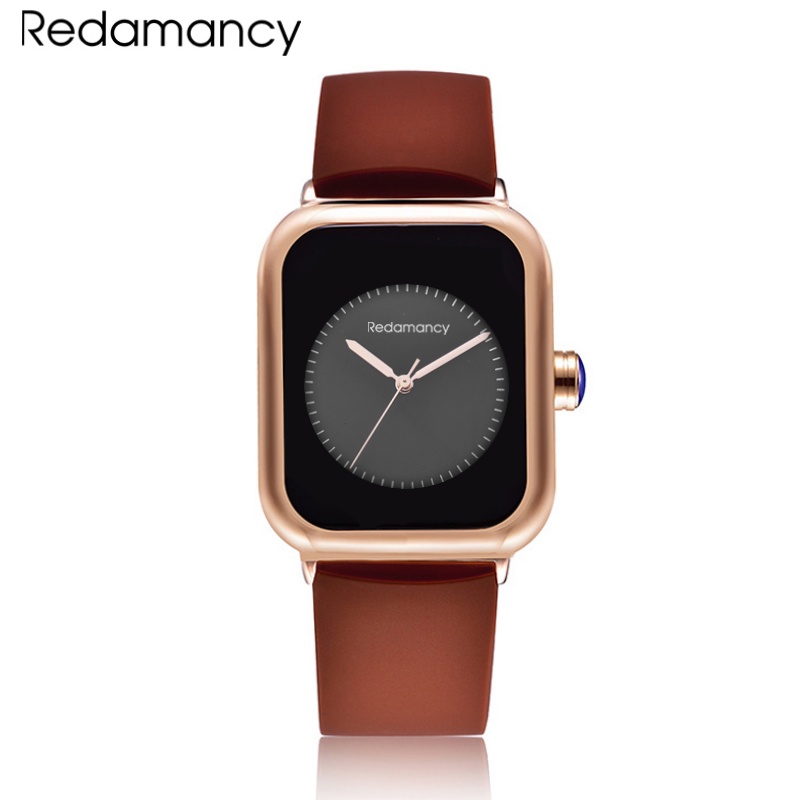 Redamancy Jam Tangan Wanita Original Mode Bisnis Display Kuarsa Jam Wanita Tali Jala Tahan Air Jam Tangan Cewek Jam RoseBlack-sabuk baja-BrownBlack-Silicone