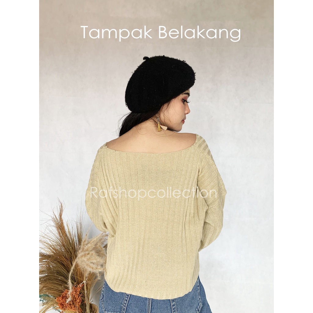 TOKUDAI CROP KNIT SWEATER_crop_Oversize_rajut tebal7get