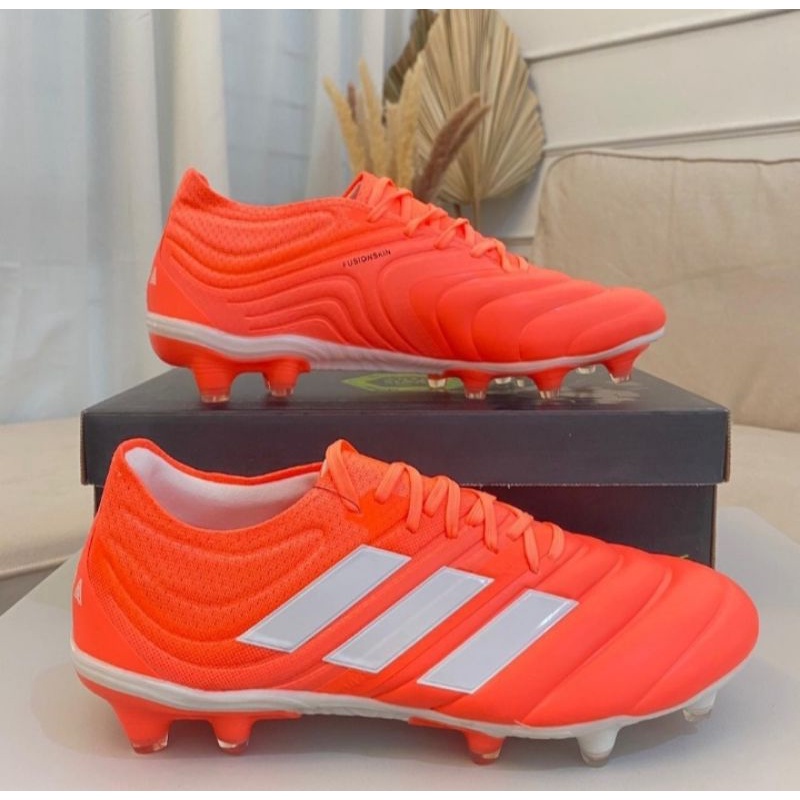 Sepatu Bola Adidas Copa 19.1 White Orange FG