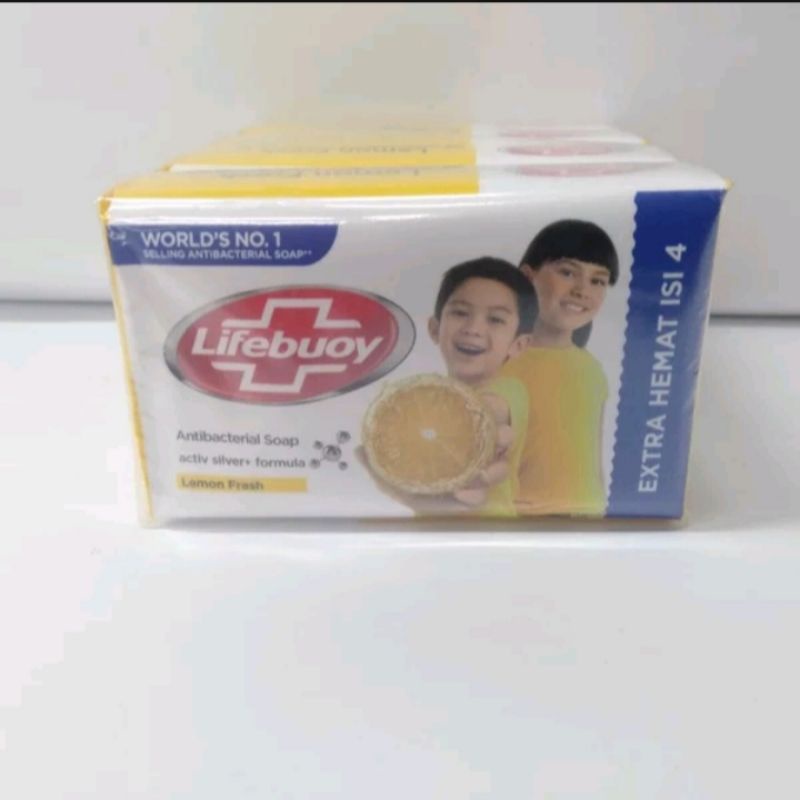Sabun LIFEBUOY JUMBO LEMON FRESH KUNING ISI 4 X 110 GR - SABUN BATANG MANDI BESAR
