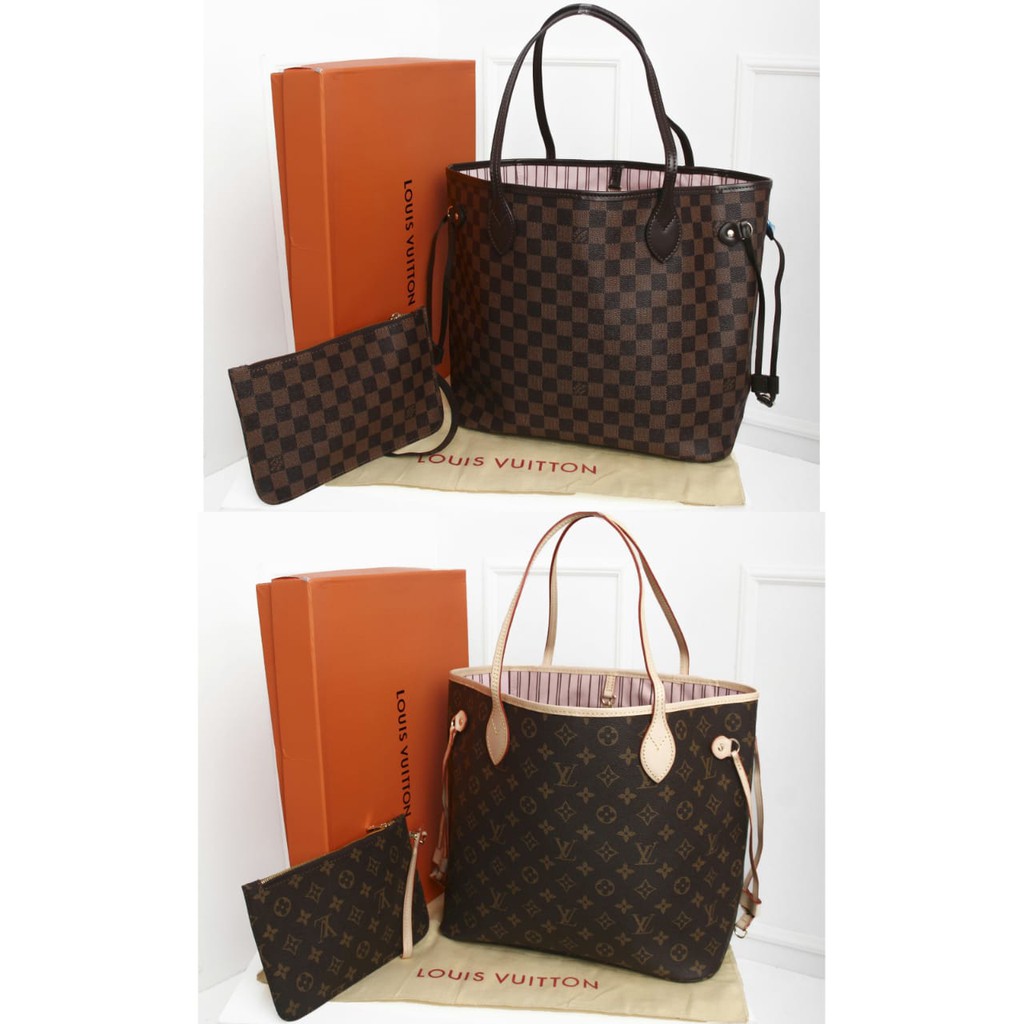 SUPPLIER TAS BRANDED Tas LV Neverfull MM Pink Ballerine Pouch Seprem Box 40156