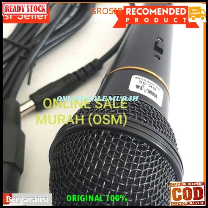 Nakata Mic kabel original 100% Microphone MIK cable karaoke vocal vocal profesional pro audio sound system pengeras suara mikrophone dynamic  BISA KE SEGALA JENIS SOUND AUDIO  Bahan dari PVC  Langsung nyala. Gk pake baterai  suara mantap, yg paling pentin