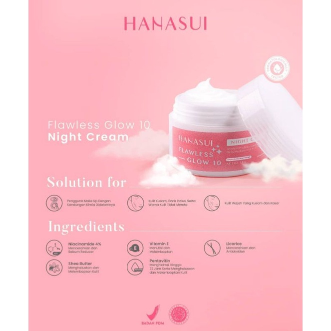 ☀️cahaya acc☀️hanasui flawless glow night cream