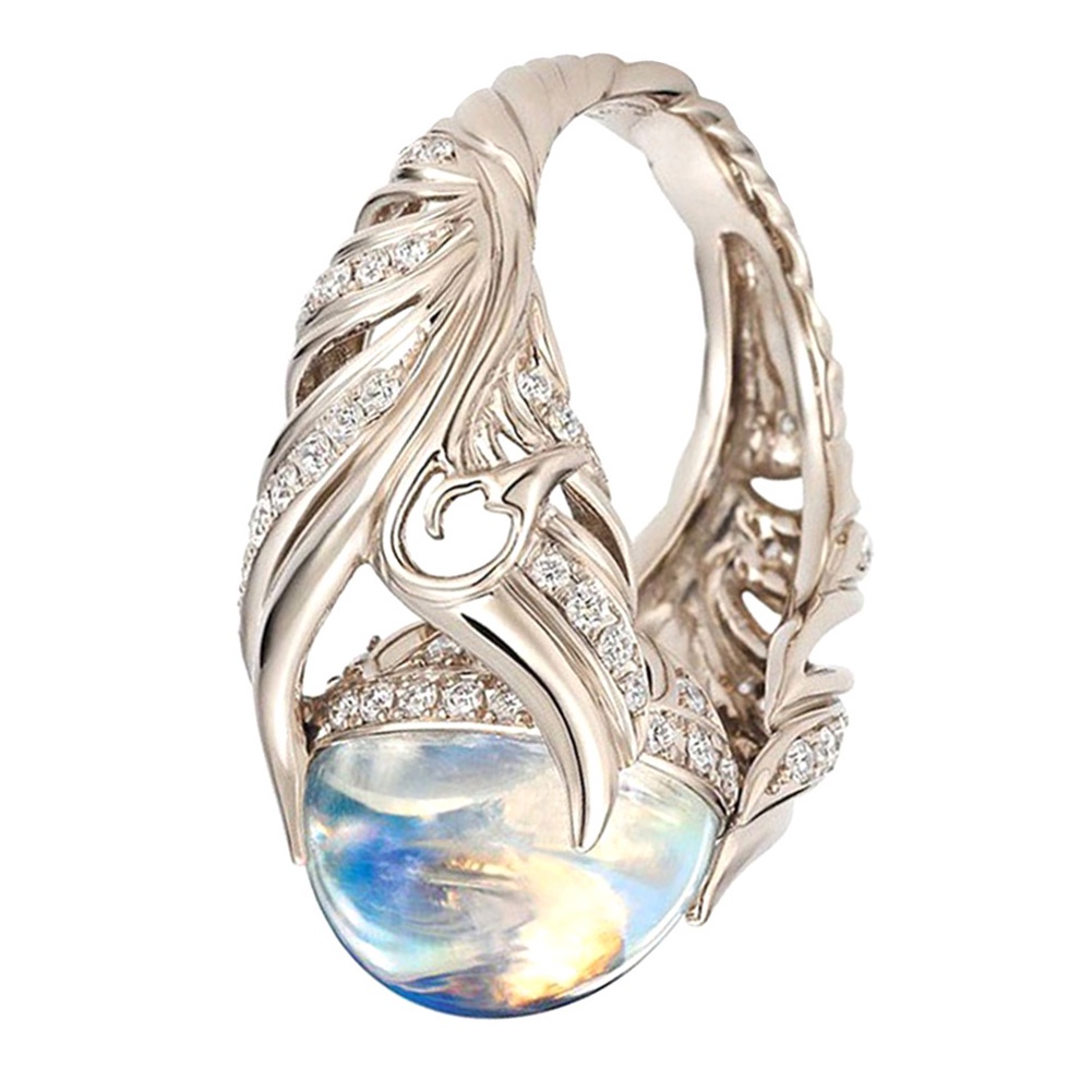 Hu Hu Hu Hu Hu Alat Bantu Pasang Kacamata♡ Cincin Wanita Desain Sayap Hias Moonstoneberlian Imitasi Untuk Pernikahanhadiah