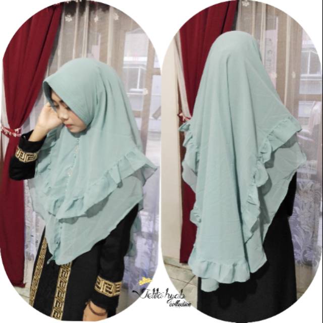 Jelita hijab syari warna lain cream hijau dan putih tulang