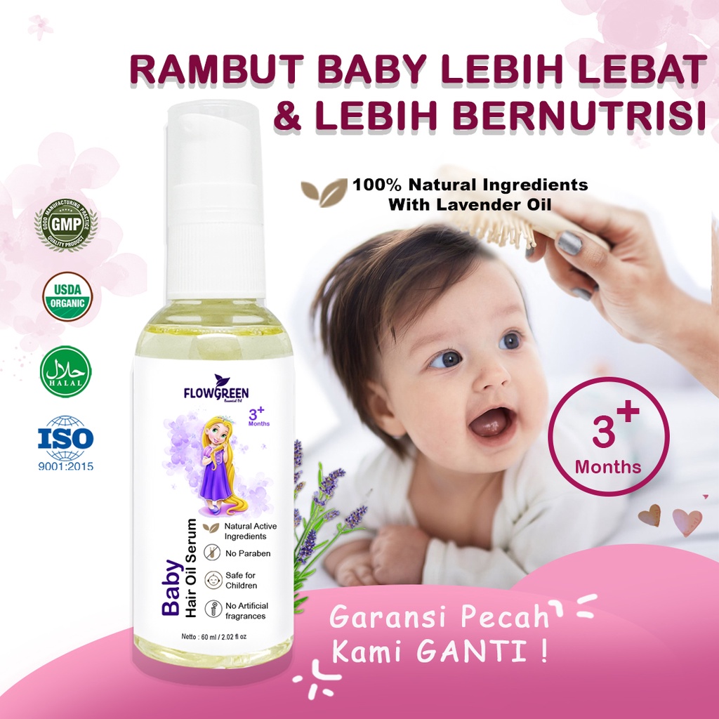 Flowgreen Baby Hair Oil - Serum Penumbuh dan Pelebat Rambut Bayi Aroma Essential Oil