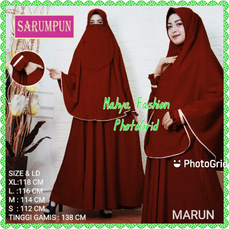 Gamis Syar'i Set Cadar Wolfis Maroon (1)