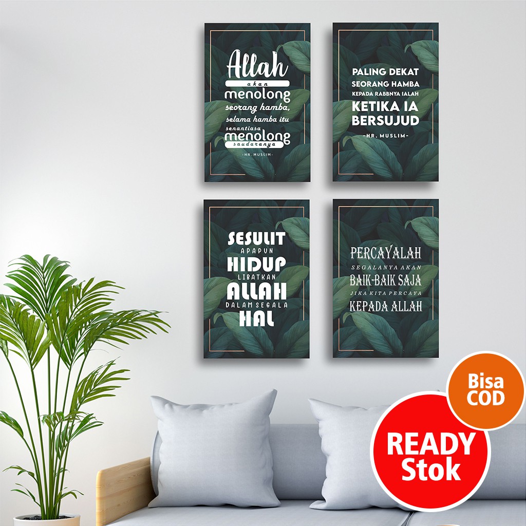 Poster Islami Quote Kata Mutiara Kalimat Islam Shabby Chic Minimalis Pajangan Rumah Ruangan Kayu Aya