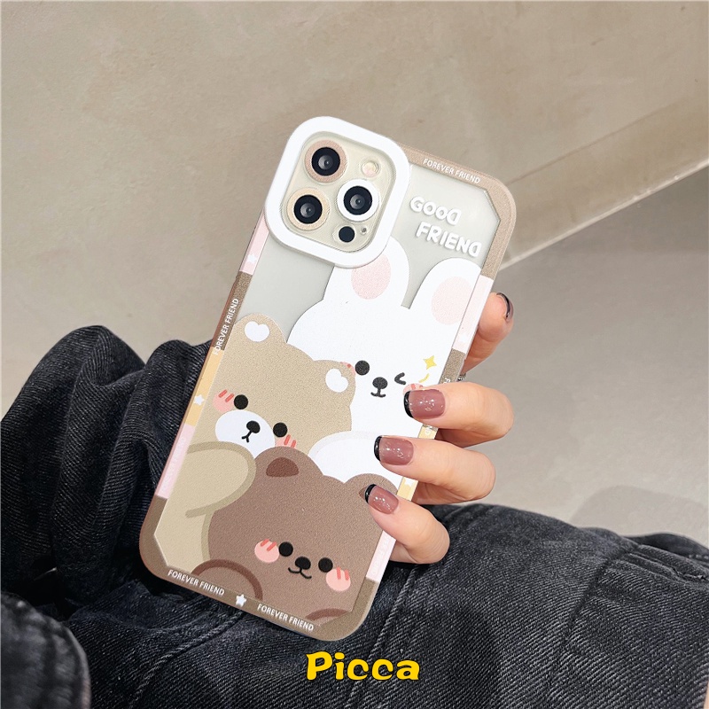 Soft Case TPU Motif Kartun Kelinci Beruang Nfc Untuk Xiaomi Redmi Note 10 11 8 9 10S 10 11S 9S Pro Max Plus Mi Poco M3 M4 Poco X3 Pro 9A 10 10 9T 9C Cover Penutup Mesin Cuci