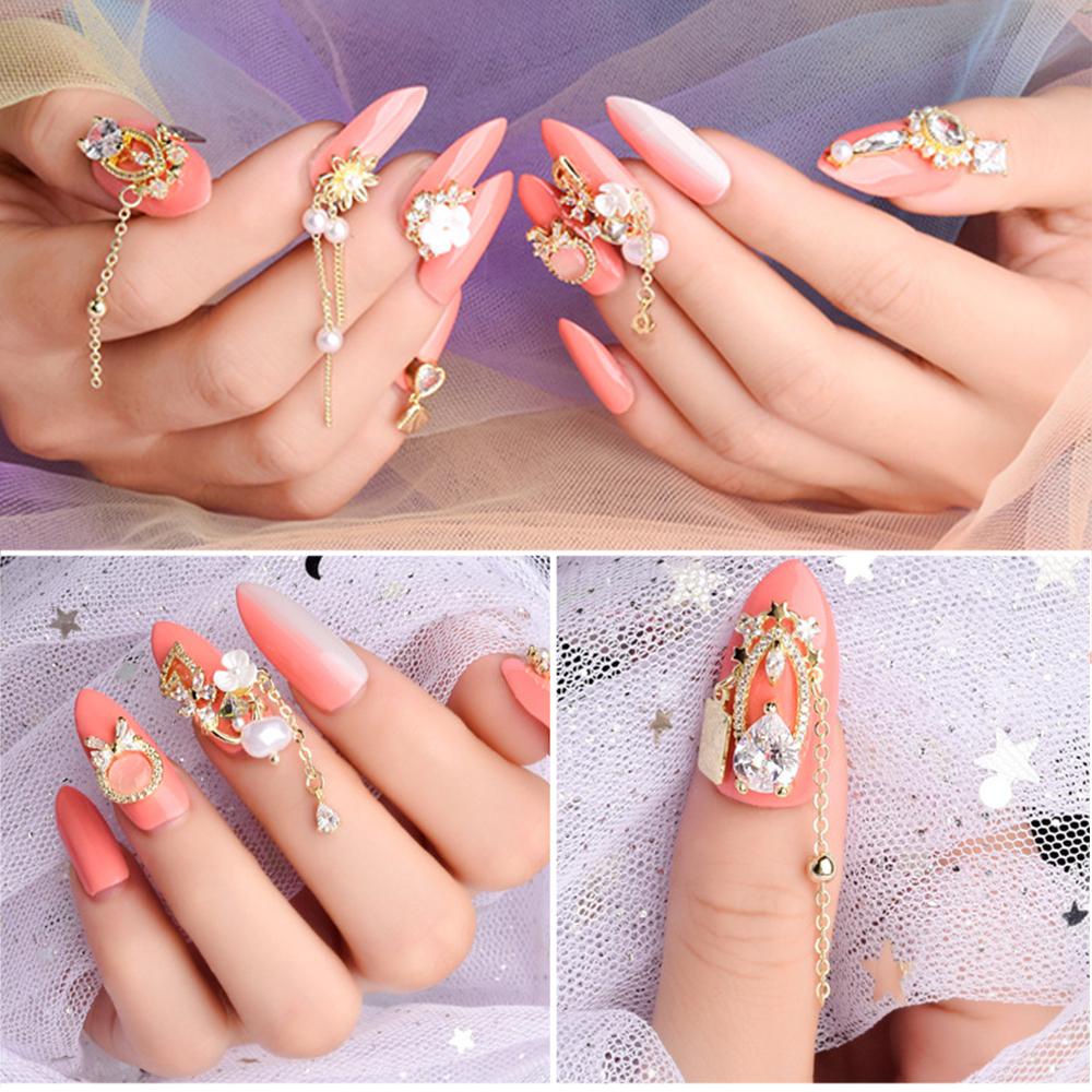 AUGUSTINA Agustina 3D Kuku Berlian Buatan Pesona Mewah Mutiara Nail Art Dekorasi Manicure Berlian Nail Art Perhiasan