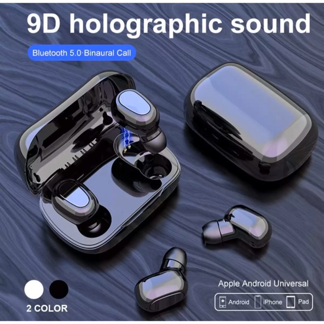 TWS-L21 EARPHONE Wireless Bluetooth untuk Android & iPhone Versi Bluetooth 5.0