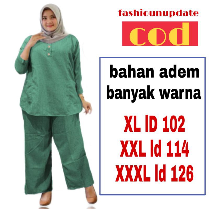 BAJU WANITA SETELAN KULOT RAYON WANITA MUSLIM JUMBO STELAN BAJU DAN CELANA KULOT WANITA TERBARU