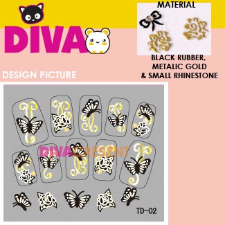 ISI 2 PACK 3D NAIL ART STICKER TDB01-TDB12