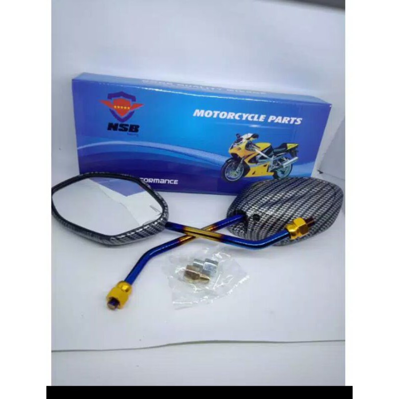 Spion carbon twotone tangkai panjang Two_tone bakaran motor honda yamaha Mx Beat Mio