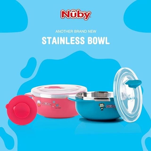 Nuby Stainless Steel Suction Bowl 6m+ (Tersedia varian warna)