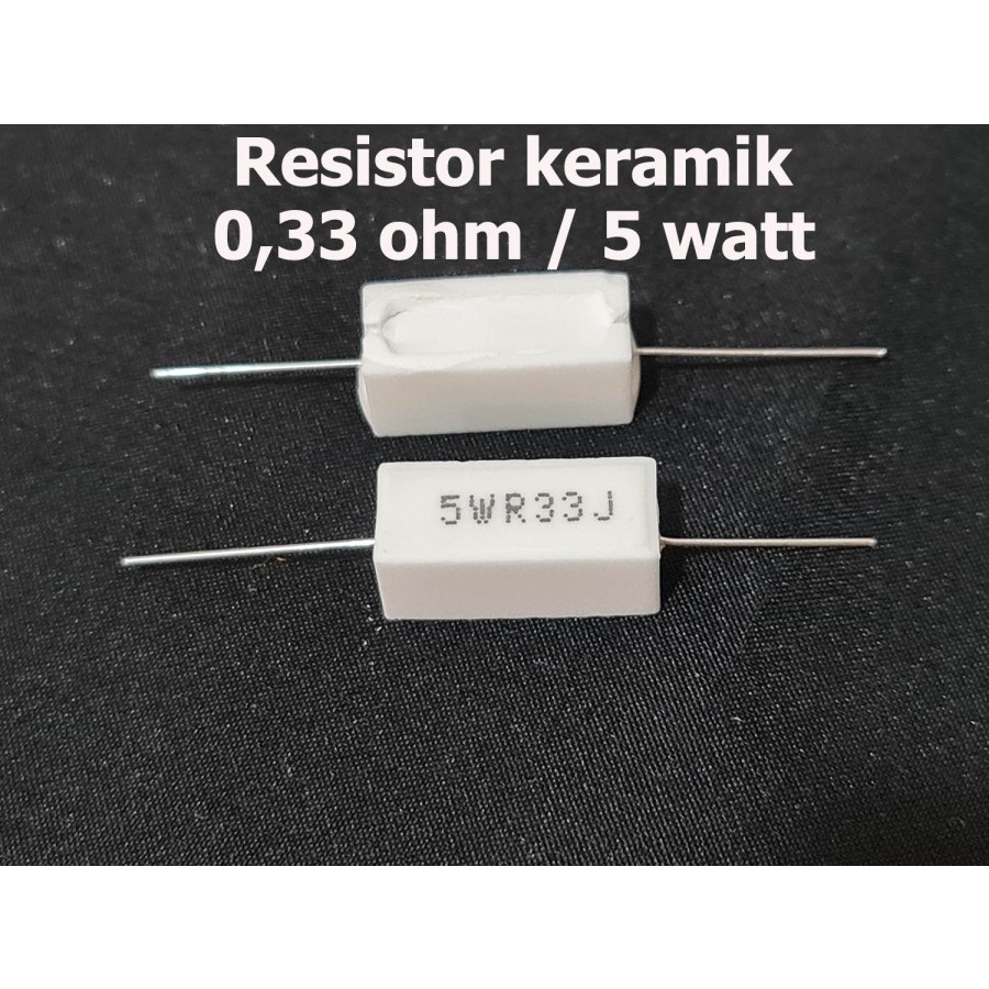 Resistor keramik 0,33 ohm 5 watt R33J 5W / kapur 0,33 ohm