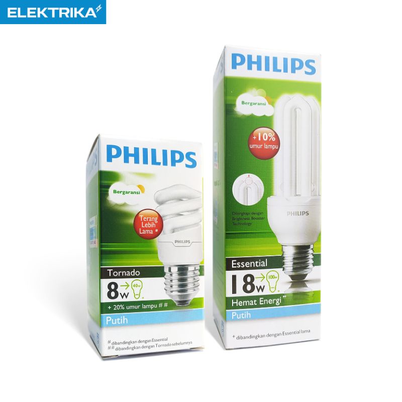 PROMO Lampu Spiral Philips Tornado 8 Watt + Essential 18 Watt