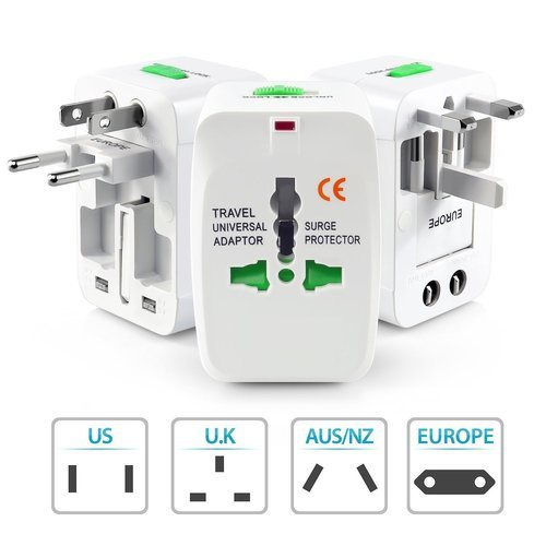 Universal Travel Adaptor putih sambungan colokan listrik rumah hotel adapter charger universal luar negeri Amerika, Inggris, Eropa, Asia, Australia , China , Arab , Jepang