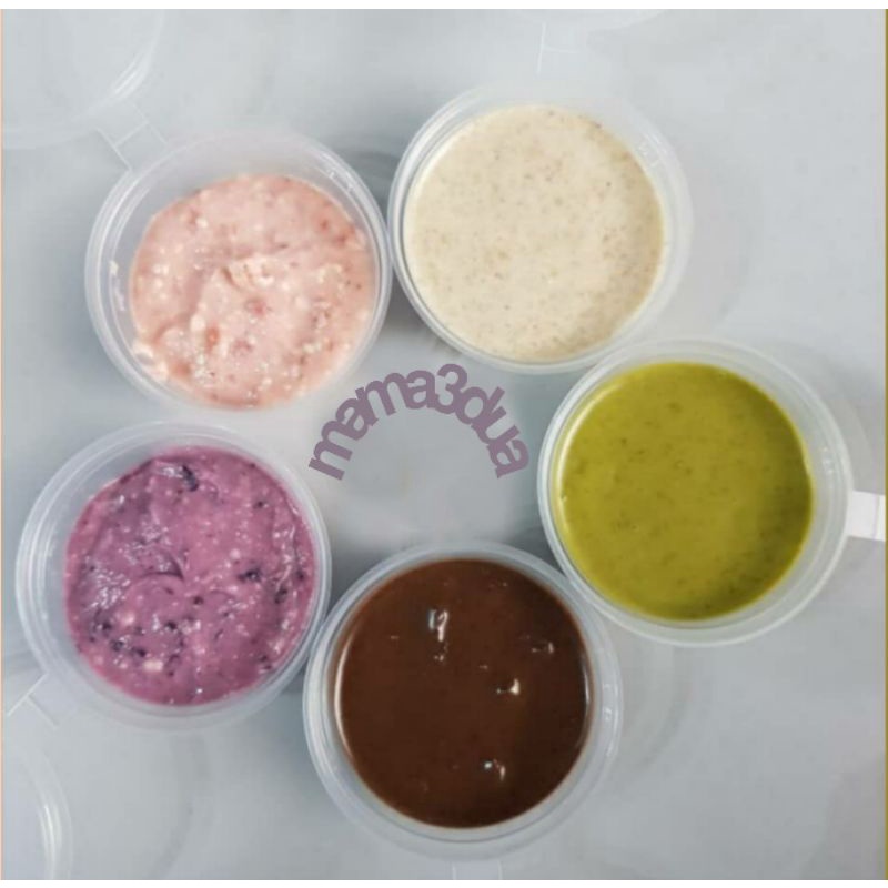 

sauce topping croffel/Cocho crunch/Matcha/tiramisu/bluebarry/selai strawberry/goldenfild coklat