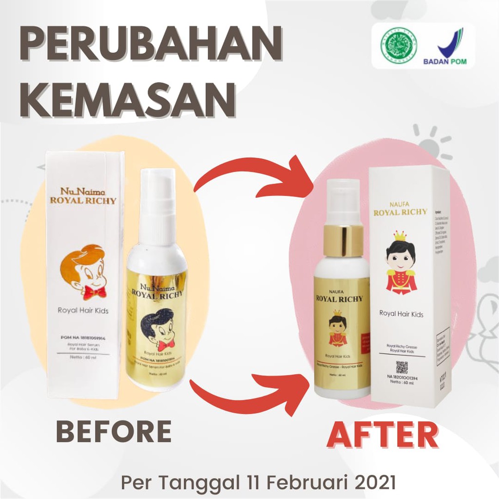 Naufa Royal Richy - Vitamin Minyak Kemiri Penyubur / Penumbuh Rambut Bayi Anak Cegah Rontok Botak