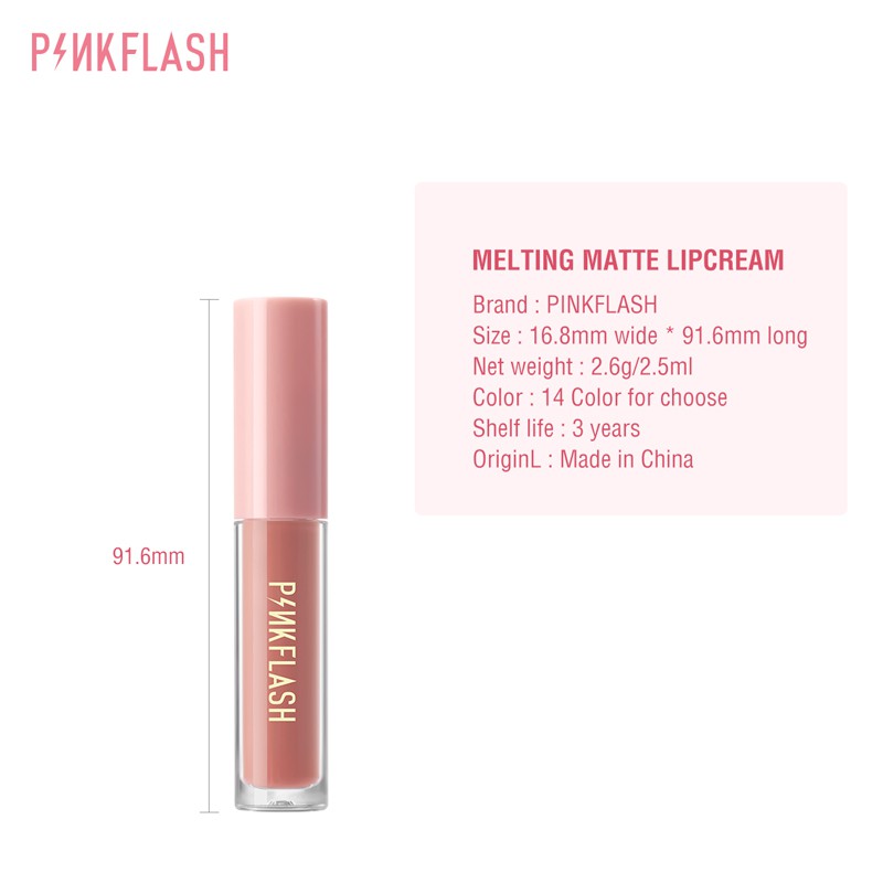 PINKFLASH Matte Lipstik Lembut Tahan Lama Pelembab Pigmentasi Tinggi 21 Colors Image 9