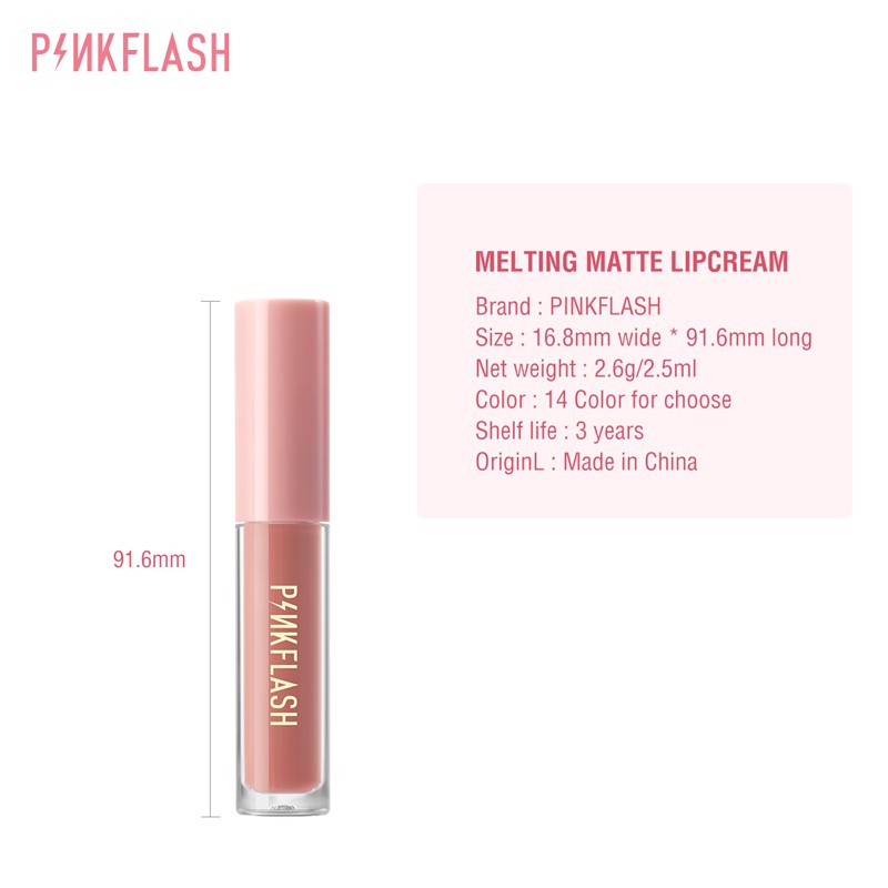 PINKFLASH LONG LASTING MATTE LIP CREAM ORIGINAL BPOM / LIPSTICK / WATERPROOF LIP MATTE LIPSTIK