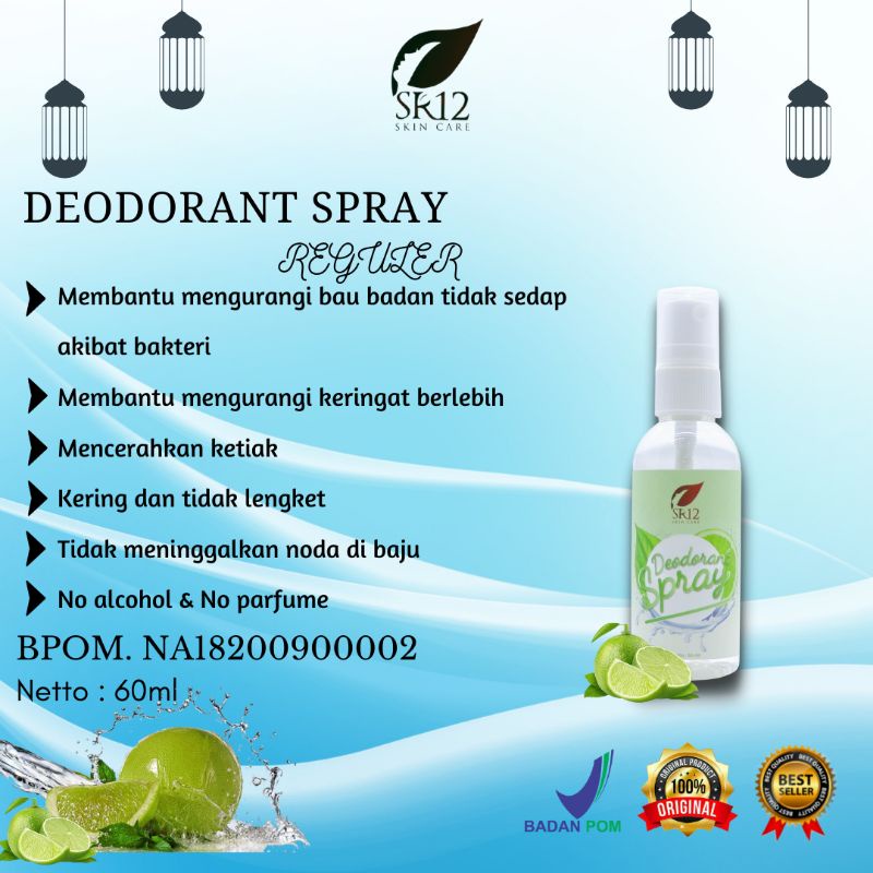 Deodorant Spray SR12 60 ml Deodorant Terbaik Tawas Cair Menghilangkan Bau Badan Tidak Sedap Dan Memutihkan Ketiak Herbal BPOM Best Seller Indonesia